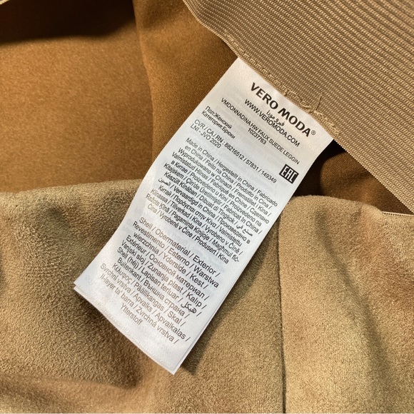 Vero Moda Velvet Tan Coloured High Wasted Pants Skinny Leg Size Medium - Picture 5 of 8